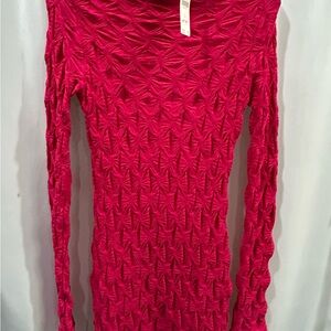 Anthropologie Maeve long sleeve scrunch textured pink dress